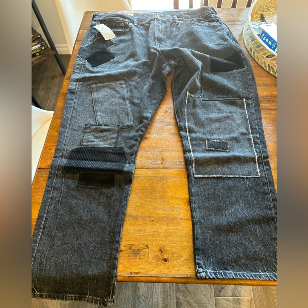 Polo Ralph Lauren women’s size 32 waist 26 inch inseam black patchwork jeans